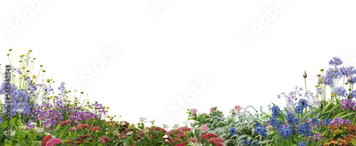 foreground flower gardens and meadows on a transparent background.