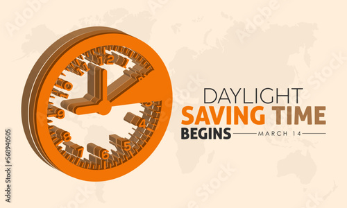 warming darkness fall concept banner design of Daylight Saving Time begins observed on March 14