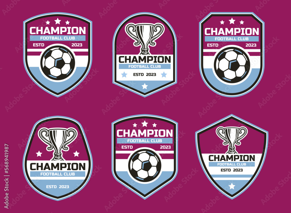 Football and soccer college vector logo set template. Set of soccer emblems. Vector illustration set of logos on football theme