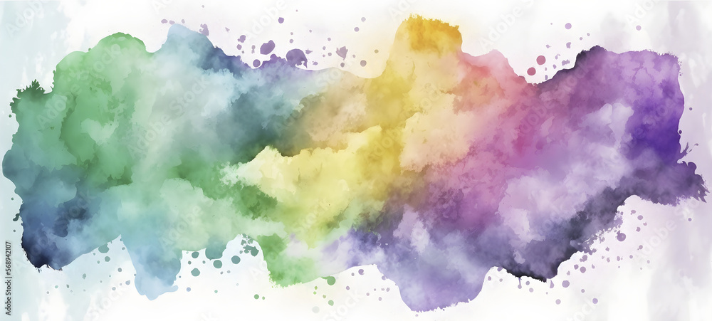 Colorful watercolor style cloud shape background. Digital illustration created with generative AI tools.
