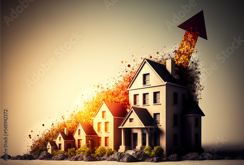 Rising housing market illustration as generative ai