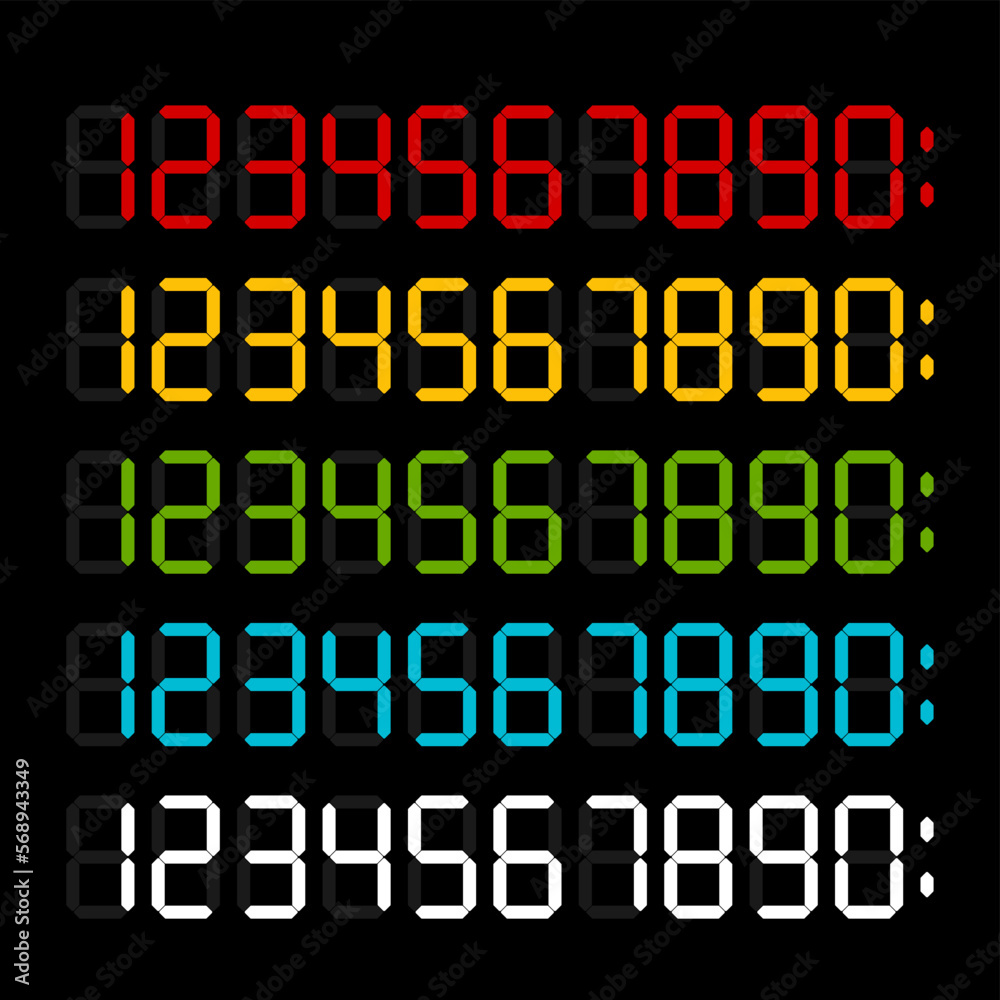 LCD numbers  for  electronic device. Vector illustration