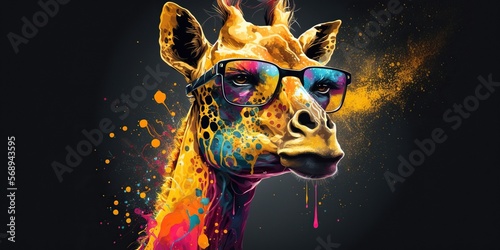 Colored sunglasses giraffe