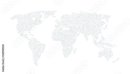 Fototapeta Naklejka Na Ścianę i Meble -  Digital grey color world map on the white background. Vector illustration.