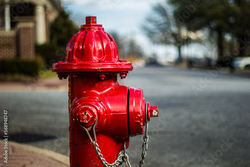 red fire hydrant on the street photo