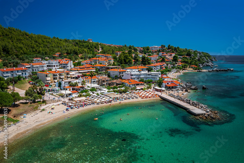 Panorama of Loutra, Pallini - small, beautiful tourist village by the sea on Kassandra peninsula, Halkidiki (Chalkidiki), Greece © Daniel Turbasa