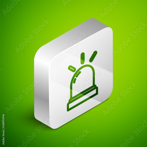 Isometric line Motion sensor icon isolated on green background. Silver square button. Vector