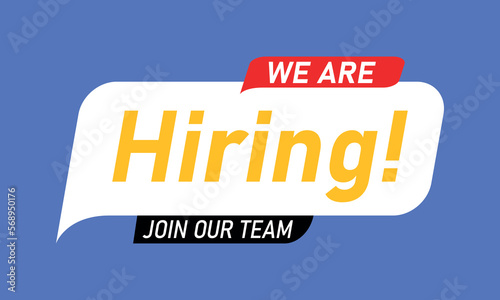 Hiring recruitment open vacancy design info label template. We are hiring join to team. The business concept of search and recruitment, Template Text Box Design.