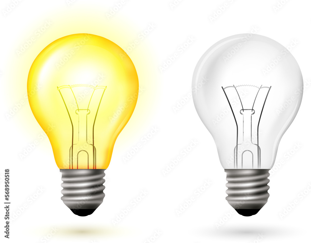 Light Bulb set. Vector illustration in Transparent technique Light Bulb set. Vector illustration in Transparent technique
