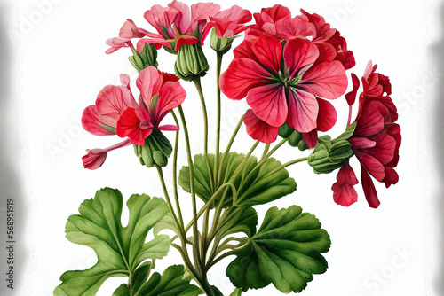 Geranium Flowers, Illustration, Generative AI