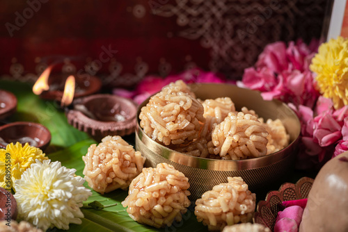 still-life with homemade dessert made using rice flour photo