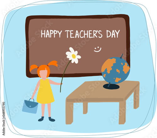 Happy teacher's day. Greeting card for the mentor. Vector image.