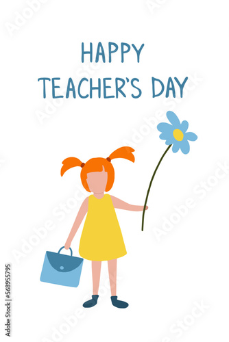 Happy teacher's day. Greeting card for the mentor. Isolated vector image.
