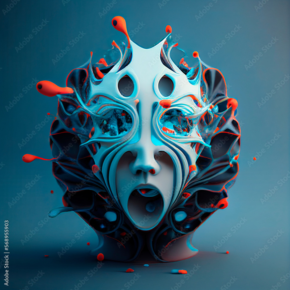 Abstract image of human fears, in the form of a 3D sculpture