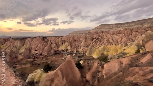 Bluetimes sunset landscape at red valley in Cappadocia, Nevsehir, Turkey