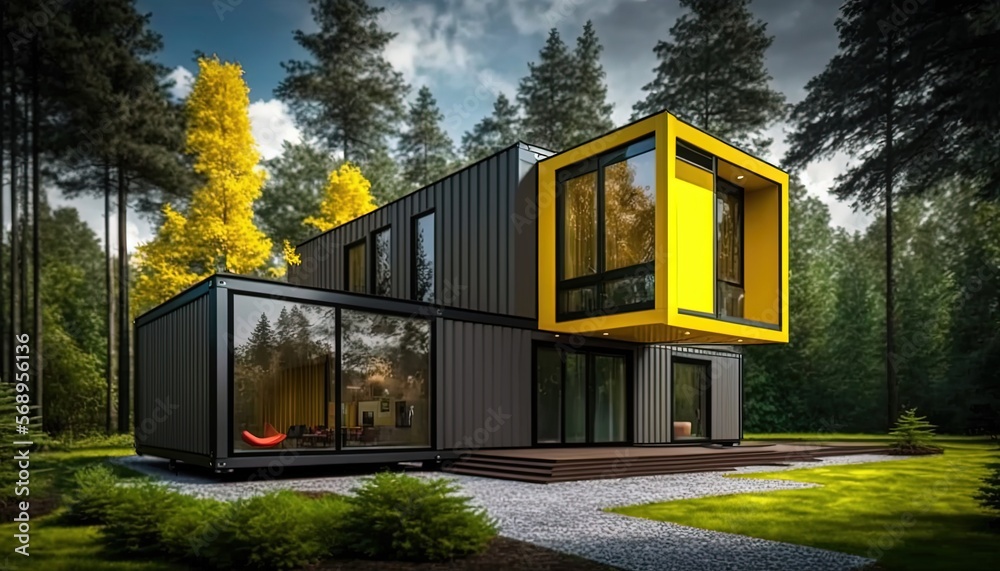 concept of sustainability and recycle , yellow shipping container box ...