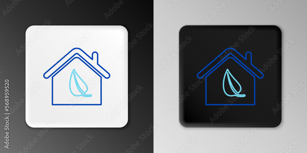 Line Eco friendly house icon isolated on grey background. Eco house with leaf. Colorful outline concept. Vector Line Eco friendly house icon isolated on grey background. Eco house with leaf. Colorful outline concept. Vector