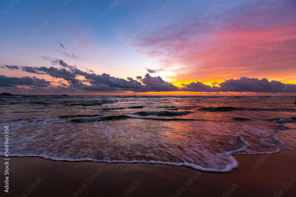 Sri Lanka zachód słońca ocean - obrazy, fototapety, plakaty 