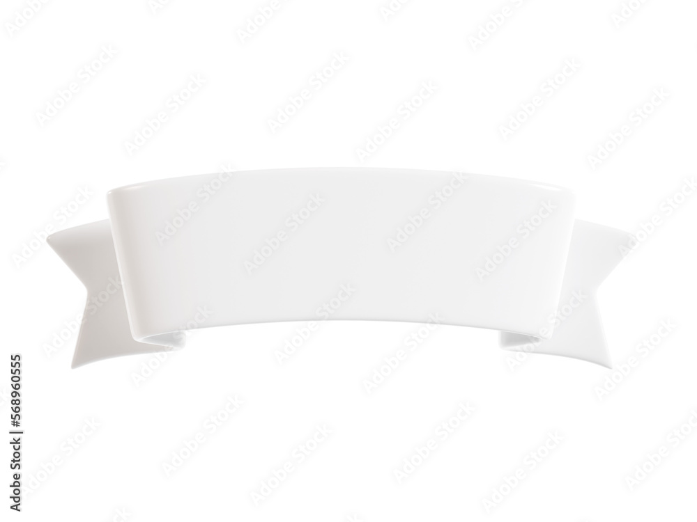 White ribbon banner 3d render - illustration of glossy text box for title sign or advertising message. White ribbon banner 3d render - illustration of glossy text box for title sign or advertising message.