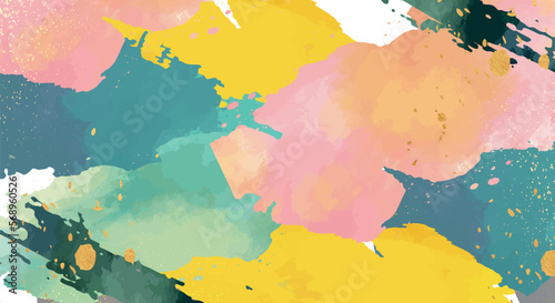 abstract watercolor background. 
vector illustration. bright background. multicolored strokes of watercolor paint. gold. texture. wallpaper. abstraction