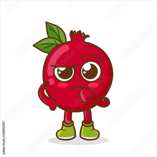 Pomegranate fruit mascot with confused gesture isolated cartoon in flat style © fanisa