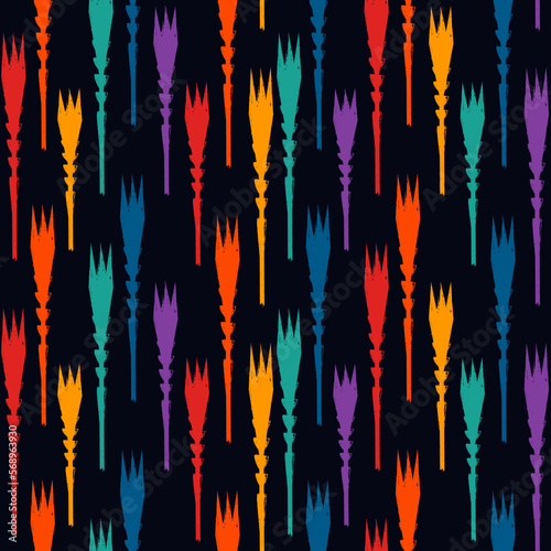 Hand drawn arrows pattern. Paint brush linear ornament. Ethnic backdrop. Tribal motif. Modern wallpaper. Ancient mosaic. Digital paper. Web design. Textile print. Seamless abstract.