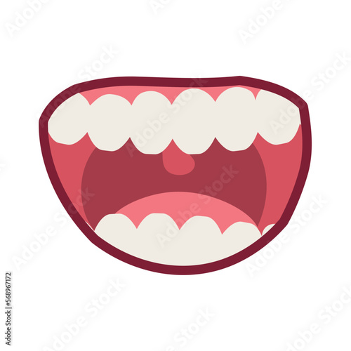 Laughing mouth with teeth on white background