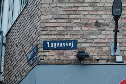 Street sign of Tagensvej in Copenhagen, Denmark