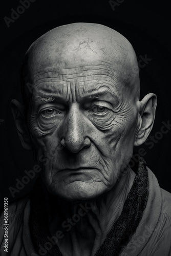 Portrait of a sick looking old man, created with generative A.I. technology.