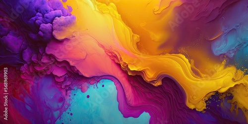 Abstract Background Colorful Watercolor Paint Liquid Fluid Texture For Graphic Design. Generative AI.