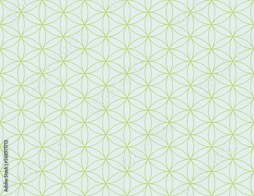 Green sacred geometry seamless pattern