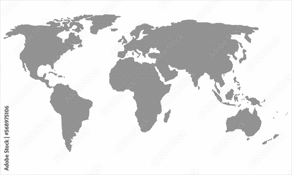 world map illustration. illustration Map of the world on a white background. Creative map of the world consisting of dots.