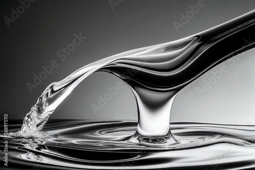 Monochrome Shot of Liquid Water Black and White H2O Generative AI 3D Render