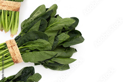 Fresh spinach on white background