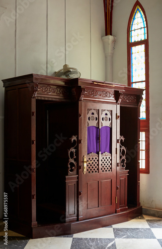 Closep confessional in church photo