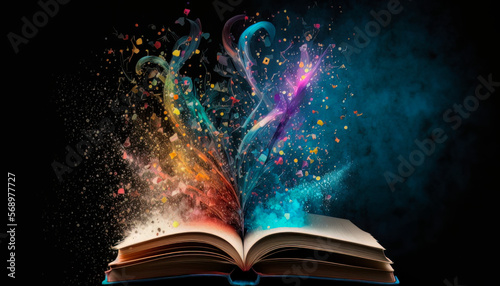 magic knowledge book with star dust.  Open book colorful © dDenVil