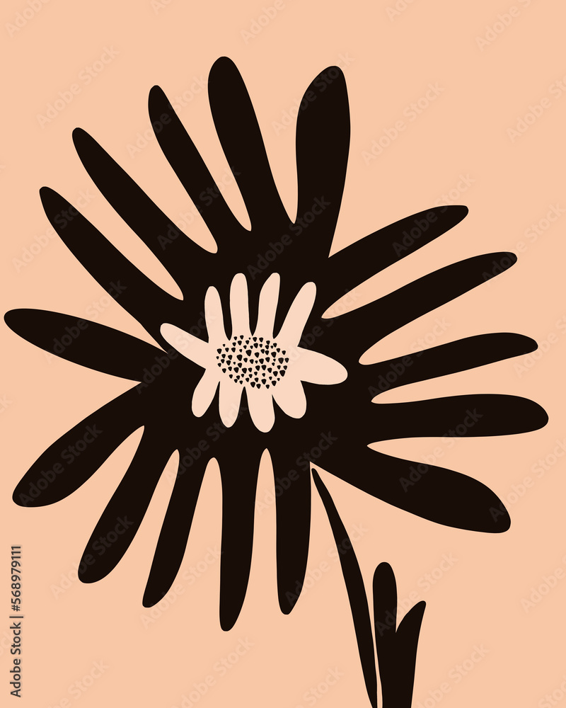 Minimal Abstract Floral Illustration In Black Minimal Abstract Floral Illustration In Black