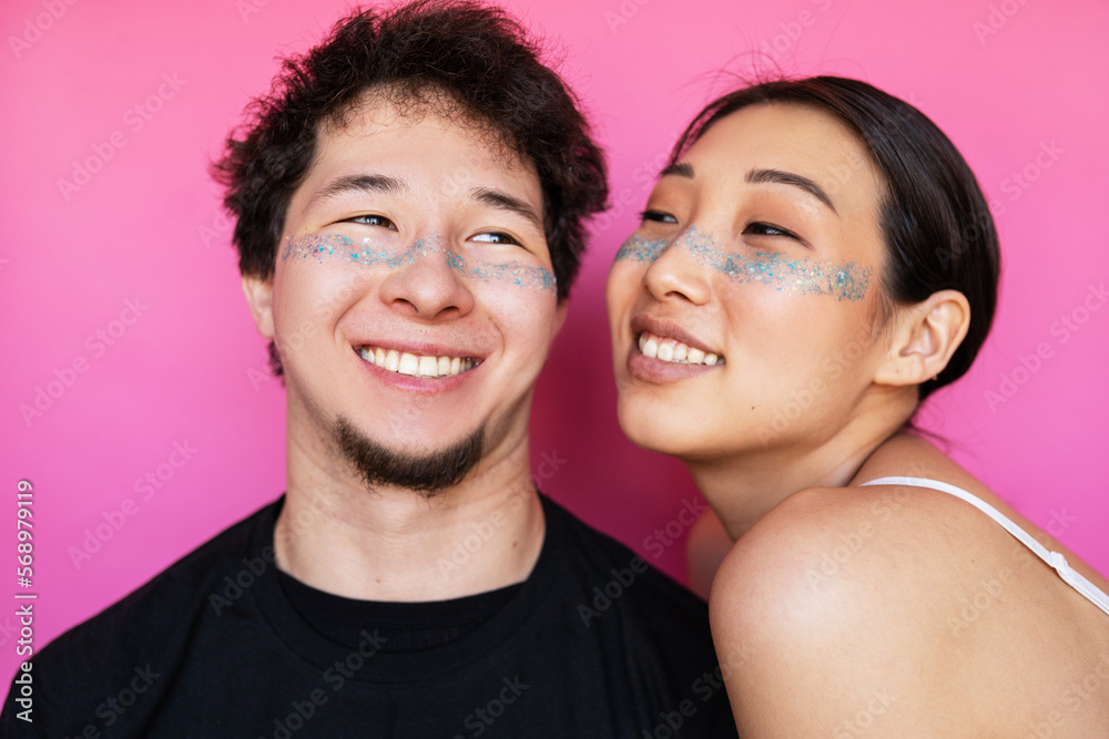 Cute Asian Couples With Glitter On Face Cute Asian Couples With Glitter On Face