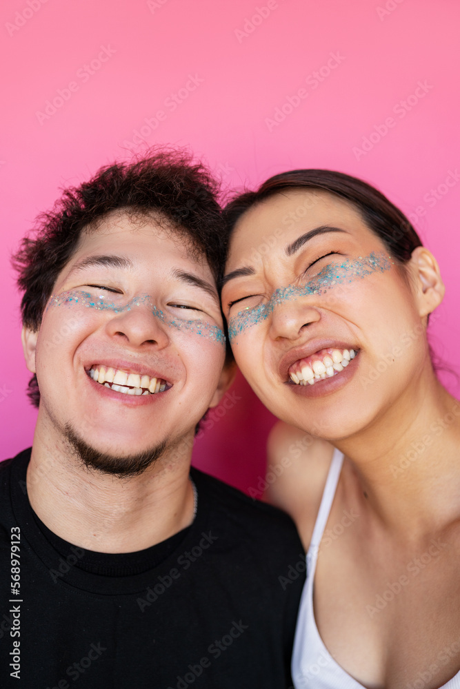 Cute Asian Couples With Glitter On Face Cute Asian Couples With Glitter On Face