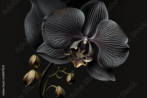 Beautiful black flower, orchid. AI