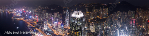 Hong Kong island at night panorama 2 photo