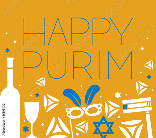 Vector illustration with Happy Purim message