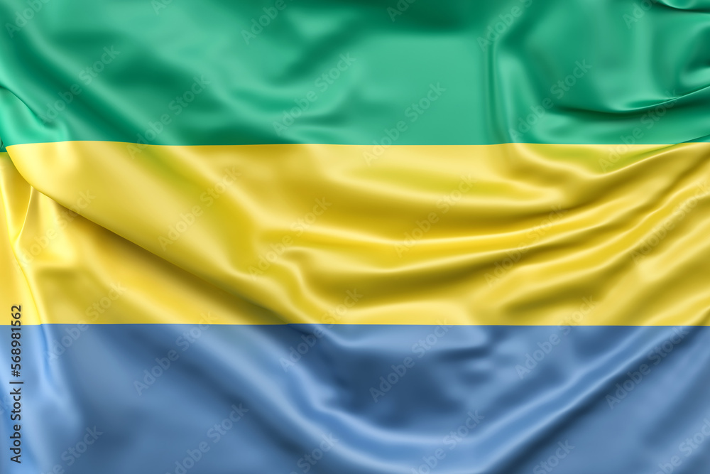 Ruffled Flag of Gabon. 3D rendering. Isolated Ruffled Flag of Gabon. 3D rendering. Isolated