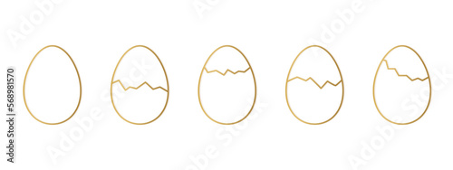 golden cracked egg shells- vector illustration