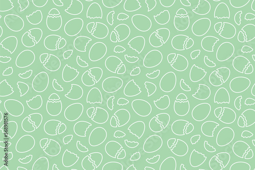 seamless Easter pattern with eggs and cracked egg shells- vector illustration
