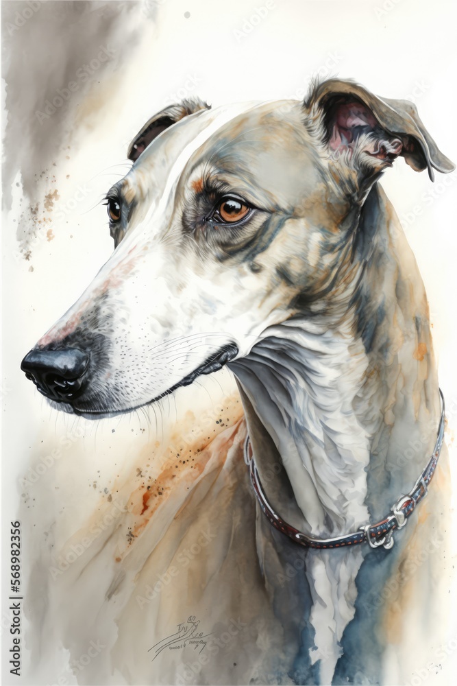 illustration of grey hound dog