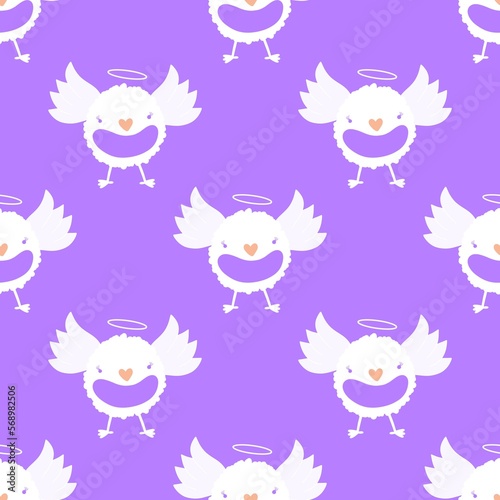 Fototapeta Naklejka Na Ścianę i Meble -  Halloween bats seamless angel and wings pattern for wrapping paper and kids clothes print and fabrics and linens