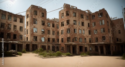 Abandoned destroyed buildings, ai generated © G-IMAGES