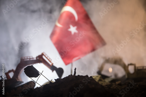 Leinwand Poster Turkey flag on the cracked earth