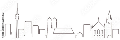 Munich Dark Line Simple Minimalist Skyline With White Background